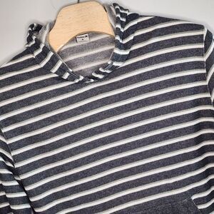 Hurley Hoodie Mens‎ XL Gray Teal White Striped Breathable Lightweight Pullover